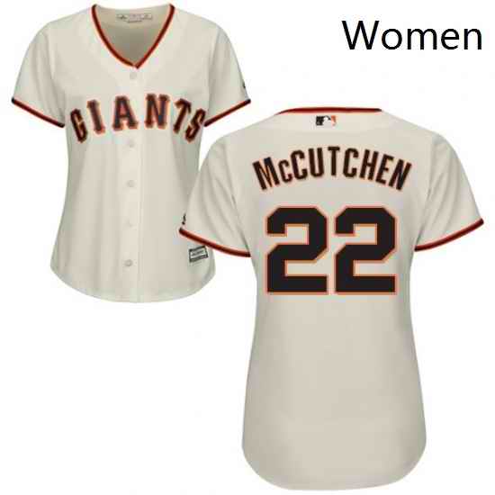 Womens Majestic San Francisco Giants 22 Andrew McCutchen Authentic Cream Home Cool Base MLB Jersey